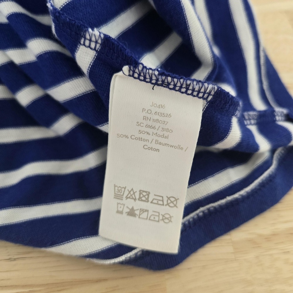 Boden Dress Womens Size‎ 6R Blue White Stripe Knit Ruffle Sleeve Casual Summer - Picture 4 of 10
